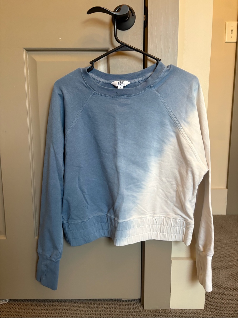 JoyLab Blue and White Dip-Dye Crewneck Sweatshirt
